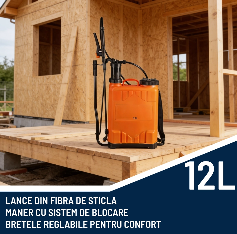 pompa de stropit manuala 12l cu tija din fibra de sticla