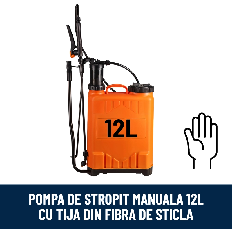 pompa de stropit manuala 12l cu tija din fibra de sticla
